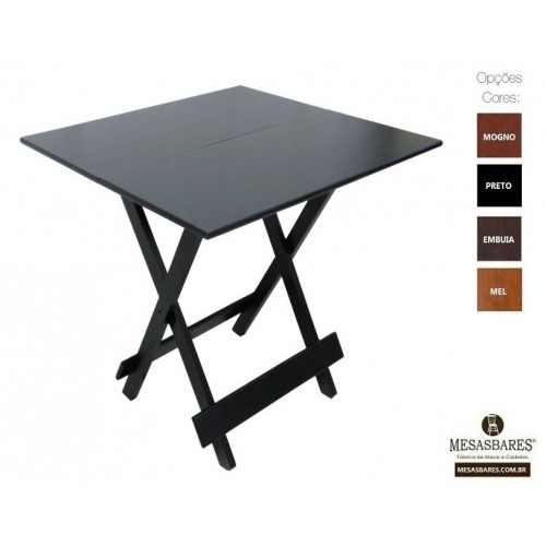 Conjunto De Mesa Bar 70x70 Com 4 Cadeiras Dobráveis Em Madeira Preto  - Cod: 762